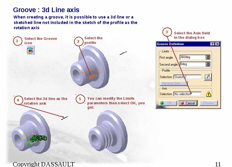 Groove : 3d Line axis