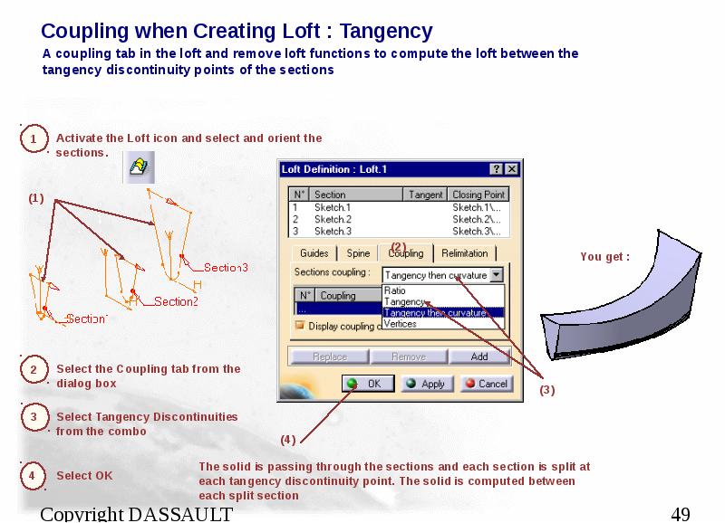 Coupling when Creating Loft : Tangency