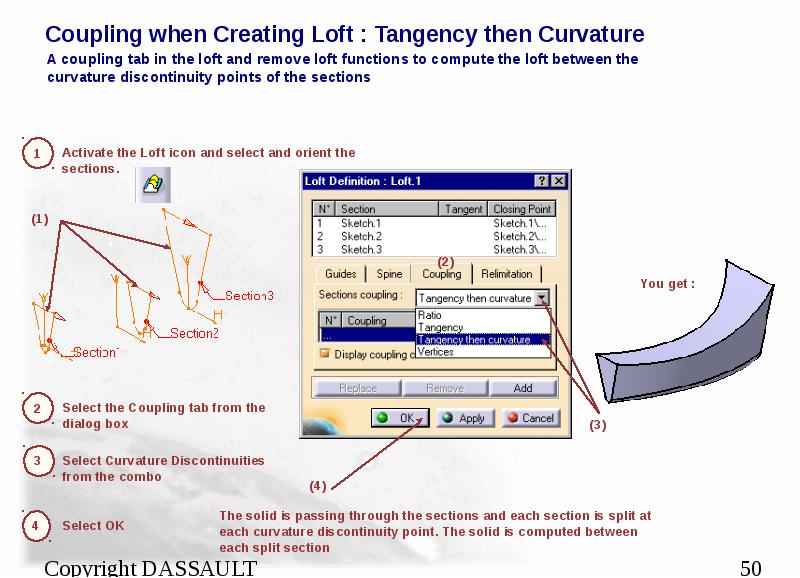 Coupling when Creating Loft : Tangency then Curvature