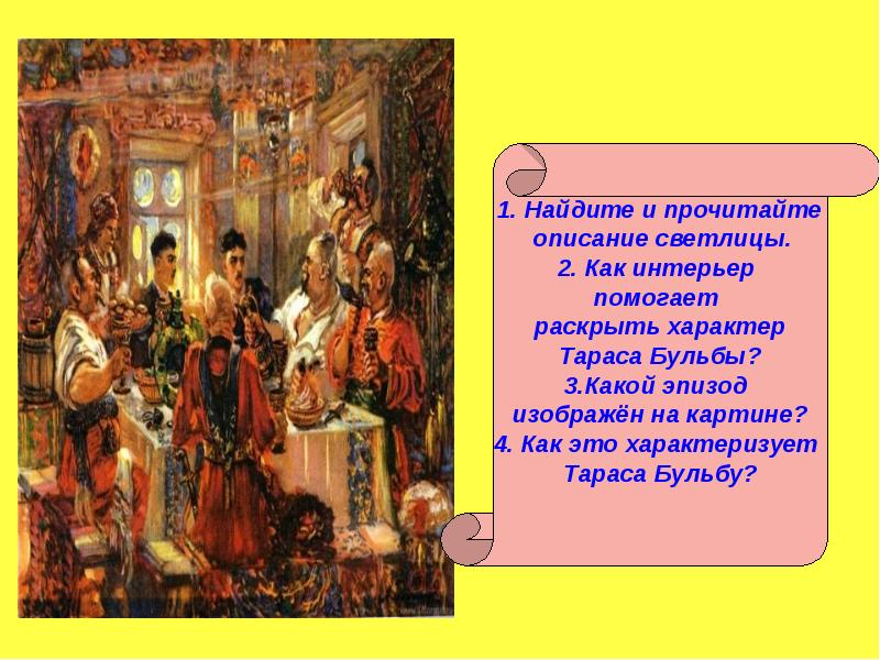 Значение слова светлица. Светлица Казаков Тарас Бульба. Гоголь Тарас Бульба Светлица. Светлица Тараса бульбы рисунок. Описание Светлицы Тараса бульбы.