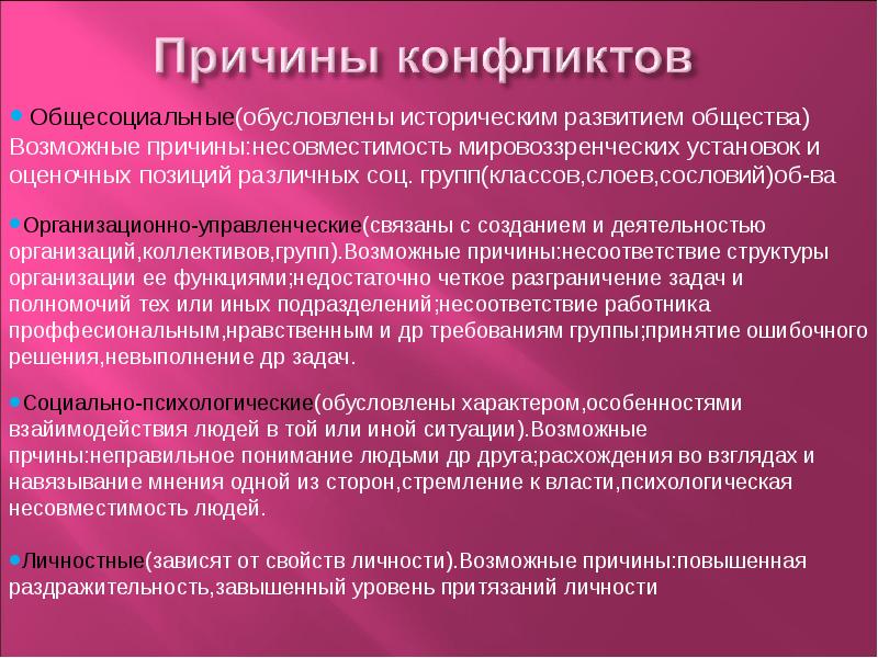 Конфликты в обществе презентация