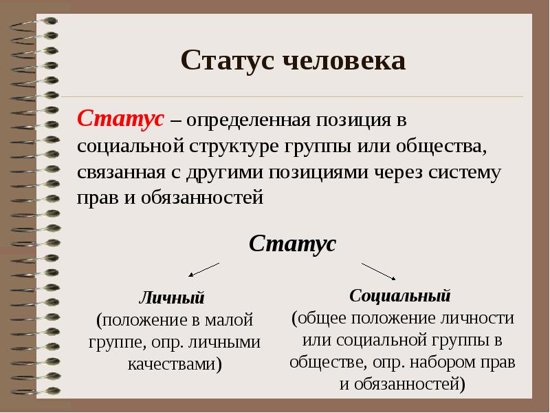 Образец поведения как определенный статус это