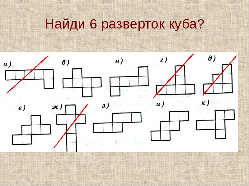 На рисунке изображен куб какие из данных разверток не являются развертками этого куба