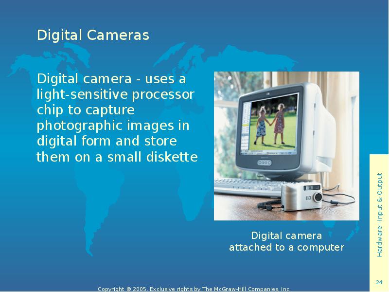 Digital Cameras Digital camera - uses a light-sensitive processor chip to