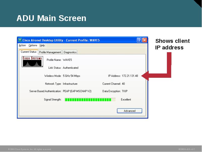 ADU Main Screen
Shows client IP address ADU Main Screen
Shows client IP address
