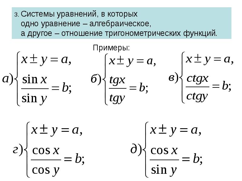 Системы тригонометрических уравнений презентация 10 класс колягин