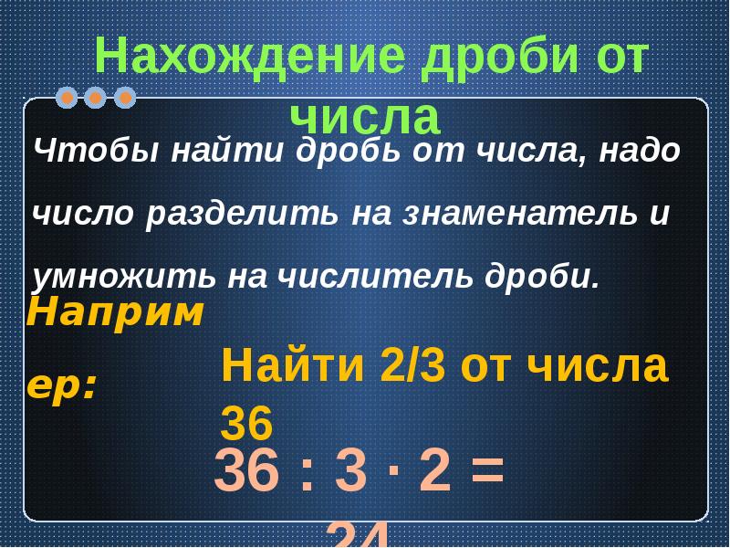 Презентация 5 класс дроби нахождение дроби от числа