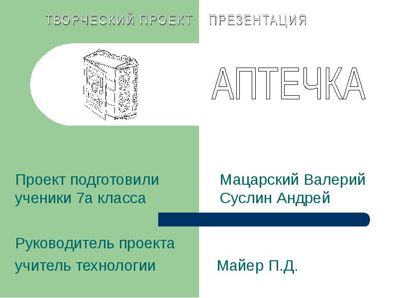 Моя домашняя аптечка презентация