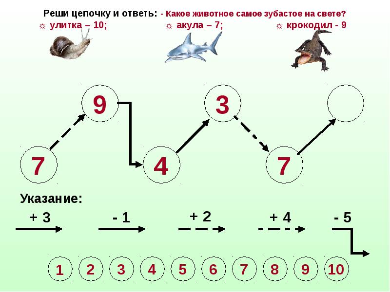 Указание 9. Реши цепочку. Цепочка решений. Математическая цепочка какой зверь самый чистоплотный,. Интерактивная игра цепочка.