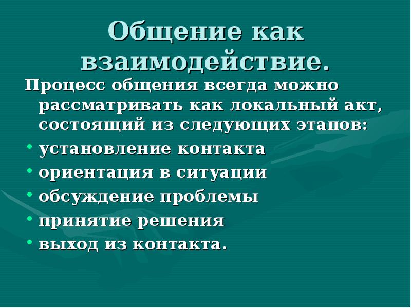 Общение как взаимодействие