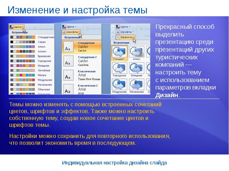 Для чего используется вкладка дизайн