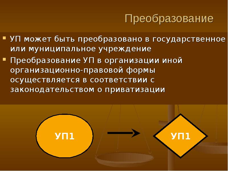 Формы преобразования государственной собственности. Преобразование формы. Преобразование юридического лица. Учреждение было преобразовано распоряжением.