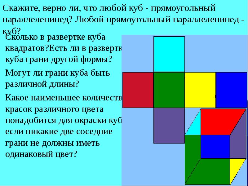 Может ли куб быть квадратом. Развертка Куба и прямоугольного параллелепипеда. Кубический квадрат. Развертки кубика окраска противоположных граней.