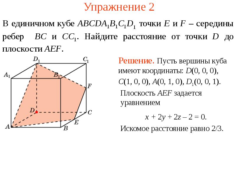 Длина от точки до плоскости