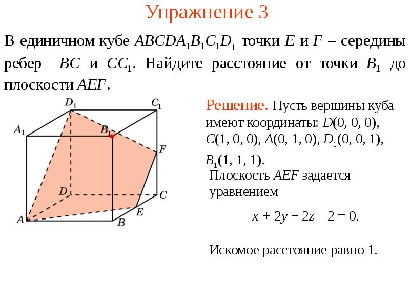 Расстояние в пространстве от точки до плоскости