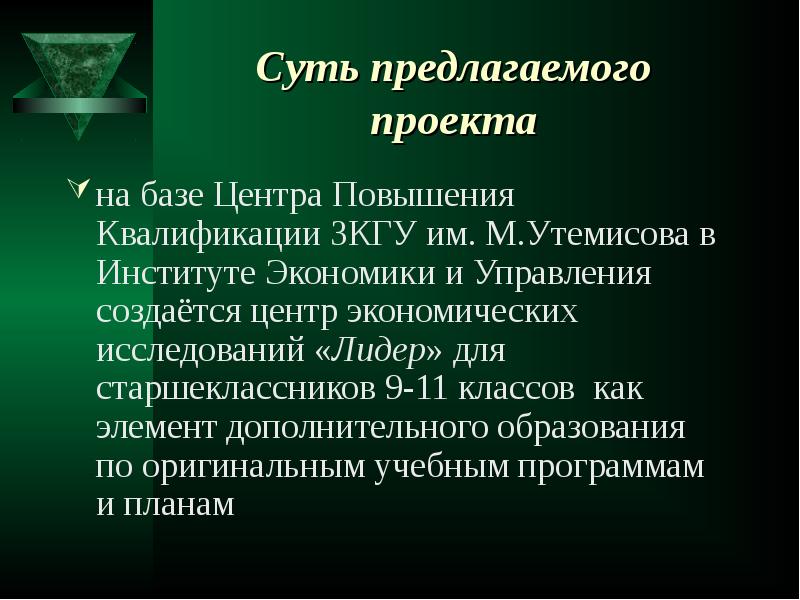 Суть предлагаемого проекта