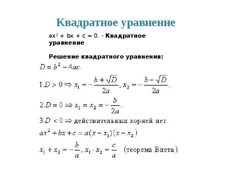 Решение квадратных уравнений проект