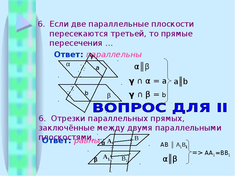 Линии пересечения двух параллельных плоскостей