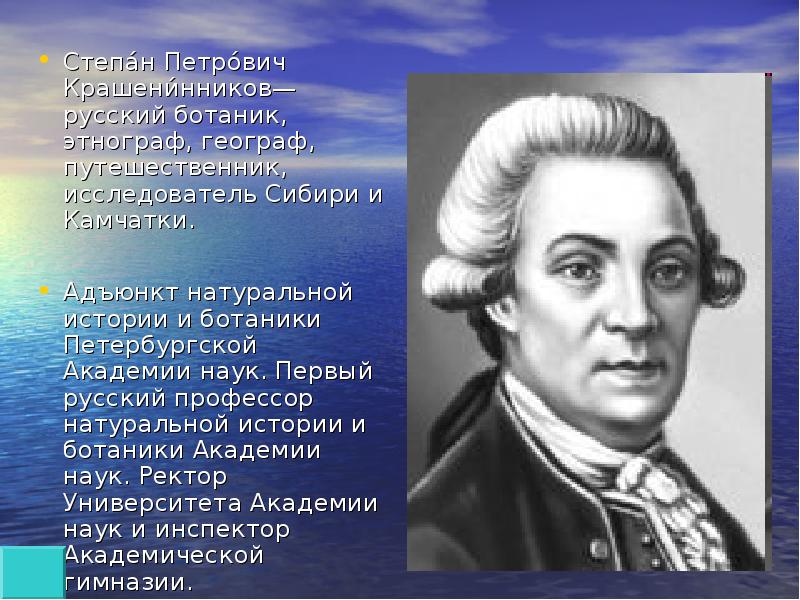 Крашенинников степан петрович презентация