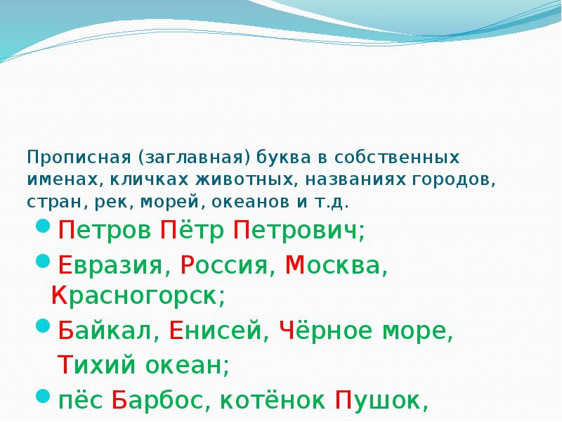 Прописная буква в именах собственных 1 класс школа россии презентация