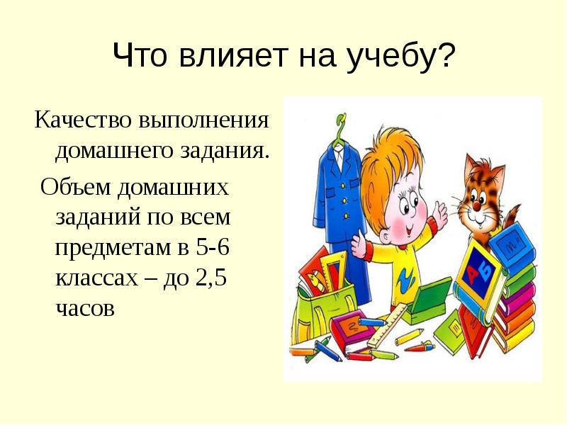 Выполнение домашнего задания в 1 классе. Качество выполнения домашнего задания. что влияет на учебу.