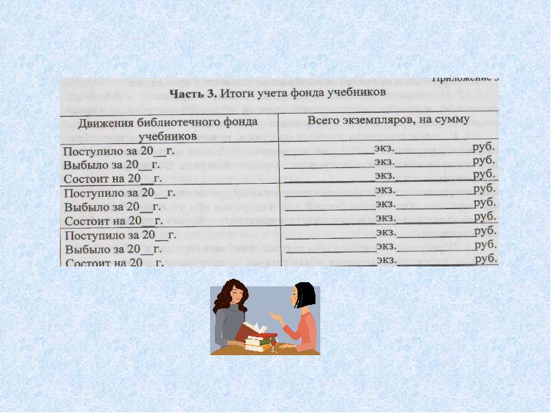 Образец сведения о пользовании учебником