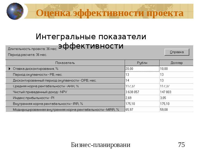 Эффективность проекта бизнес плана