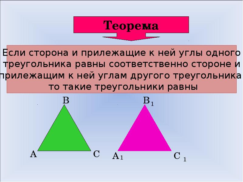 Углы прилежащие к одной стороне равны у. Теорема равенства треугольников 7 класс. Прилежащие треугольники. Равные треугольники. Прилежащие стороны треугольника.