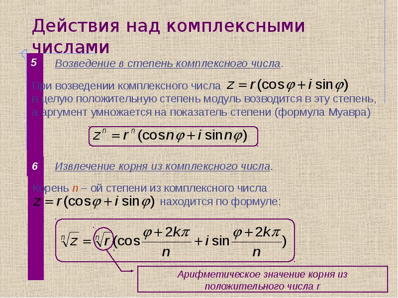 Решение комплексных чисел. Степень комплексного числа формула. Три формулы комплексного числа. Возведение в степень комплексного числа в тригонометрической форме. Формулы для возведения комплексных чисел.