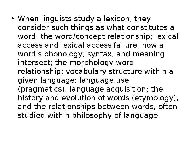 Vocabulary - category of linguistics, the science of language, studying ...