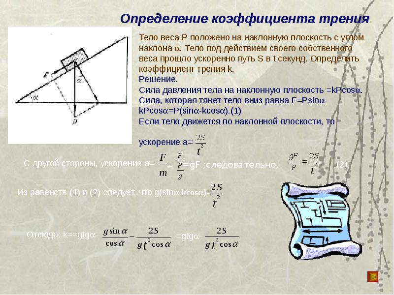 Коэффициент трения бруска