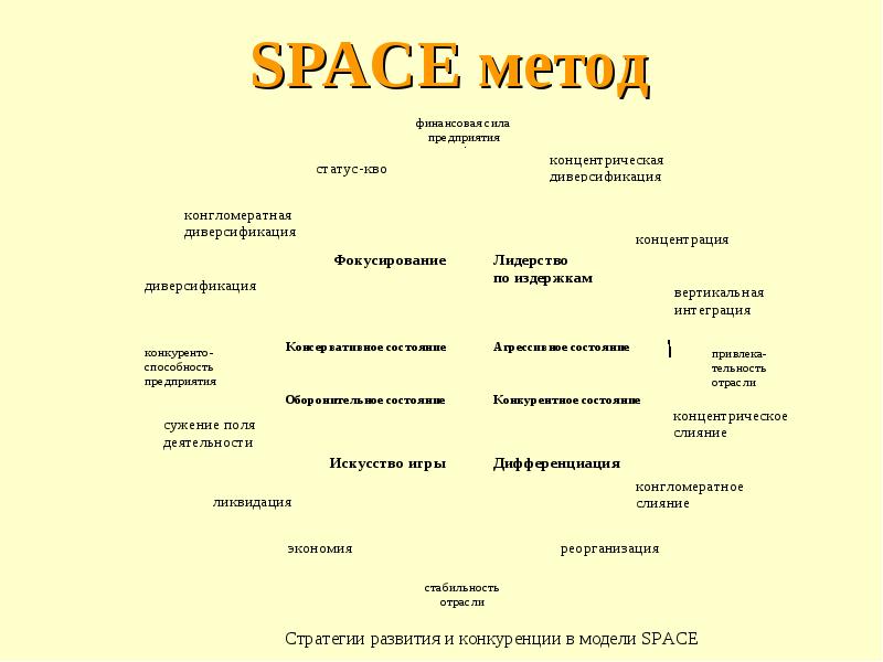 Метод ф. Space методология. Модель Space описывает:. Диверсификация и дифференциация. Методика Space проект.