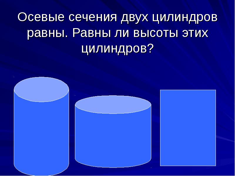 Осевые сечения двух цилиндров равны