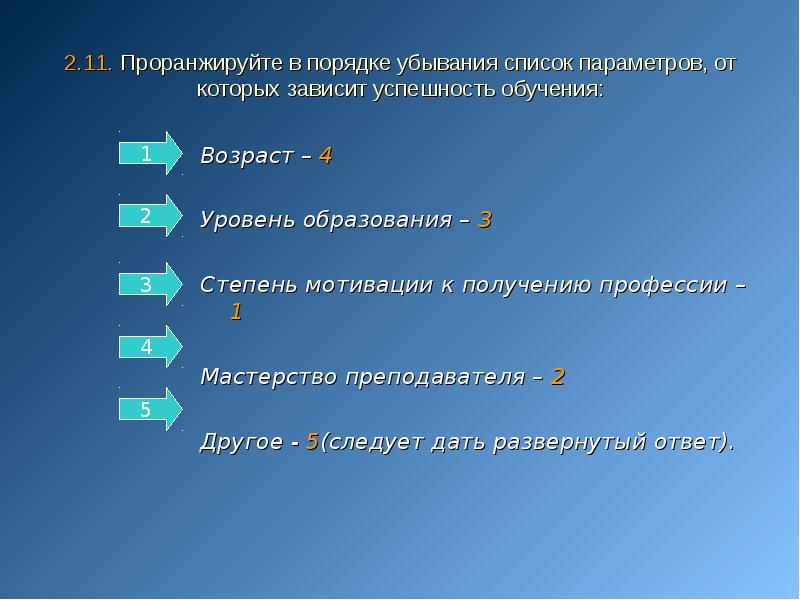 Проранжируйте. Проранжируйте формы обучения.