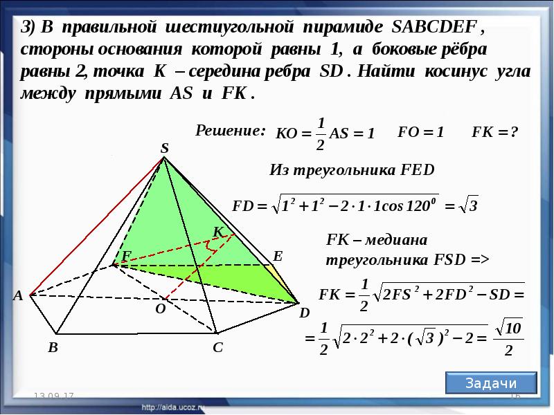 Косинус между ребрами