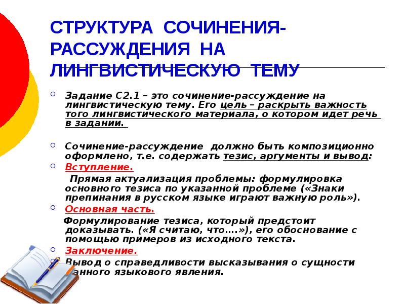 Презентация на тему сочинение рассуждение на лингвистическую тему