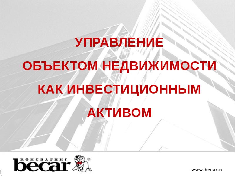 Управление объектами недвижимости. Недвижимость как инвестиционный Актив. Чистый инвестиционный актив