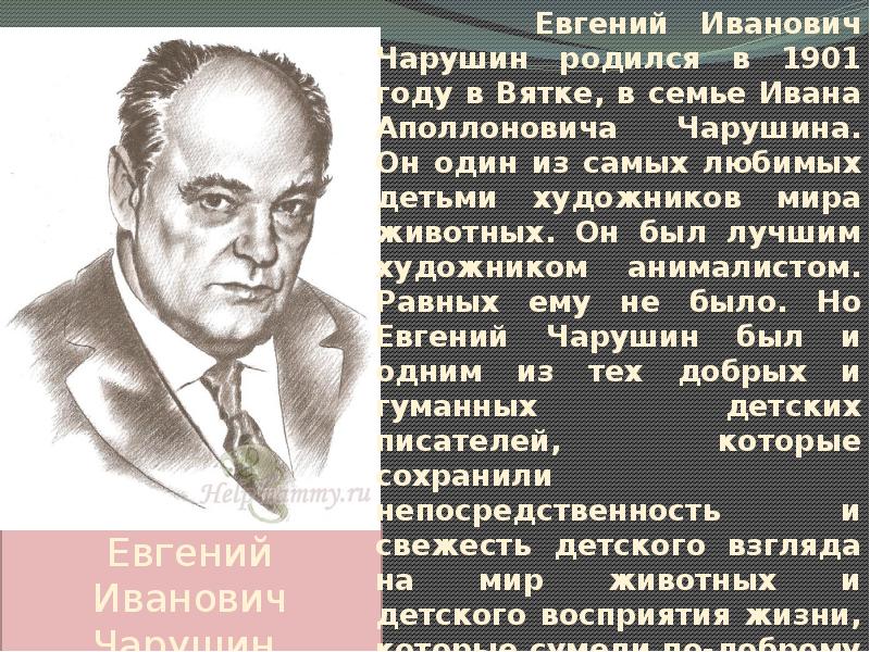 Чарушин биография для детей 2 класса презентация с картинками