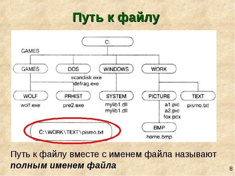 Второй файл. Путь к файлу пример. Путь к файлу схема. Запишите путь к файлу. Запишите полные пути ко всем файлам данной структуры.