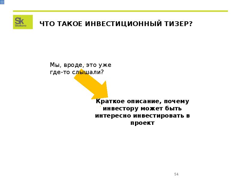 Тизер инвестиционного проекта