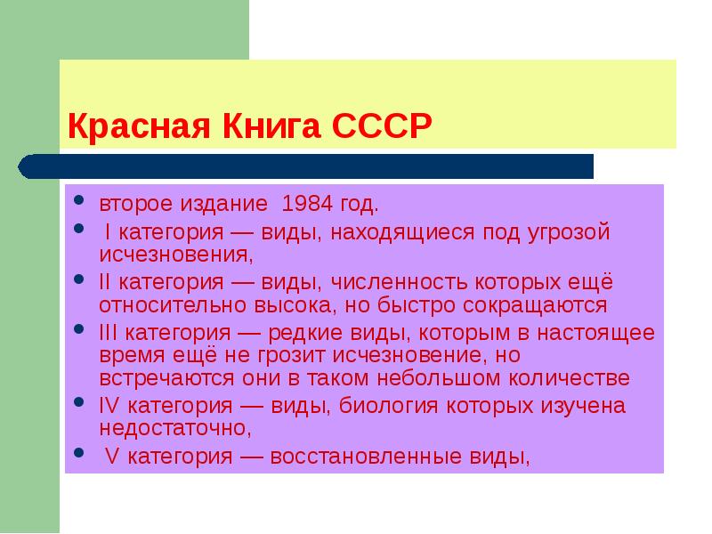 Категории исчезновения. 1 Категория красной книги. Биологический вид.