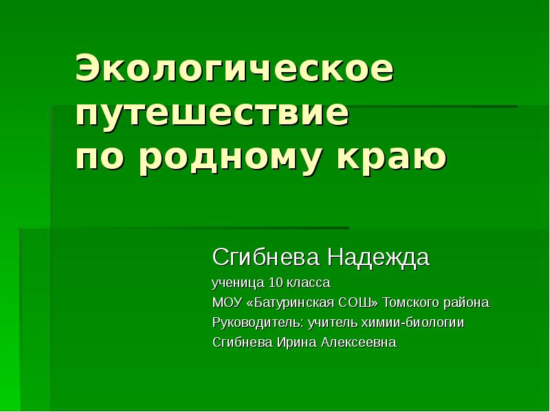 Проект путешествие по родному краю 10 класс