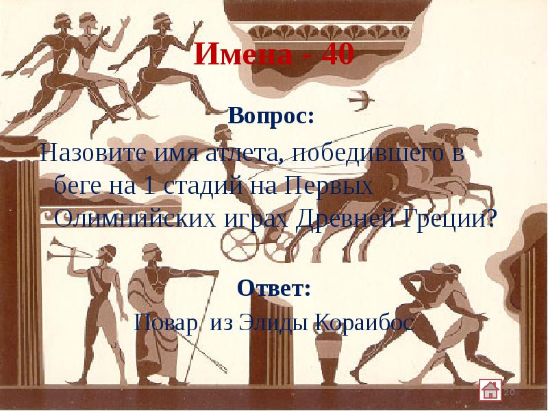 Какие были олимпийские игры в древней греции. Атлет первый победивший на Олимпийских играх. Атлет победивший на Олимпийских играх древности. Первый выигравший на Олимпиаде в древности. Спортсмены древней Греции имена.