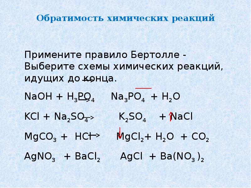 Обратимость хим реакций