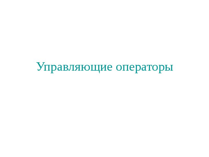 Управляющие операторы Управляющие операторы