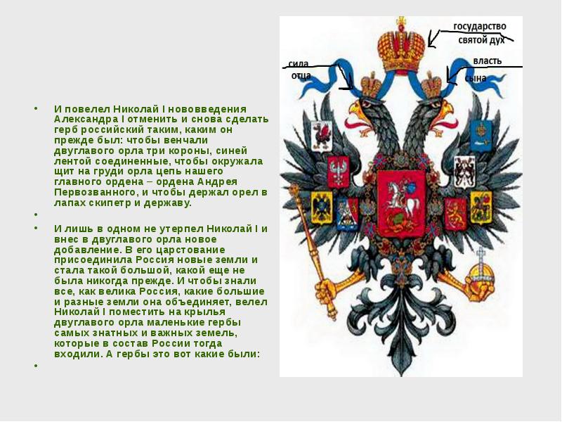 Какой святой на гербе. Двуглавый орёл герб Российской империи значение. Двуглавый Орел с тремя коронами. Герб двуглавый Орел с короной. Три короны на гербе.