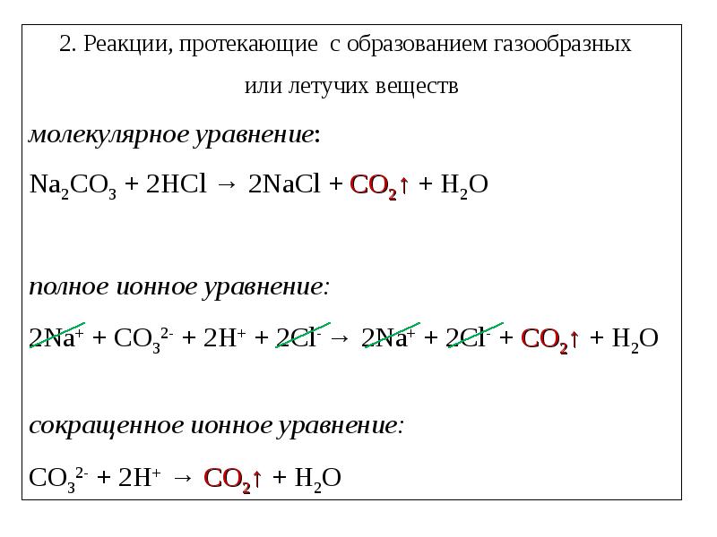 Реакция протекающая с образованием газа