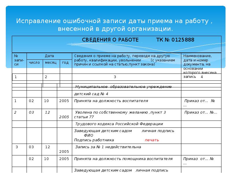 Запись в трудовой считать недействительной образец 2022