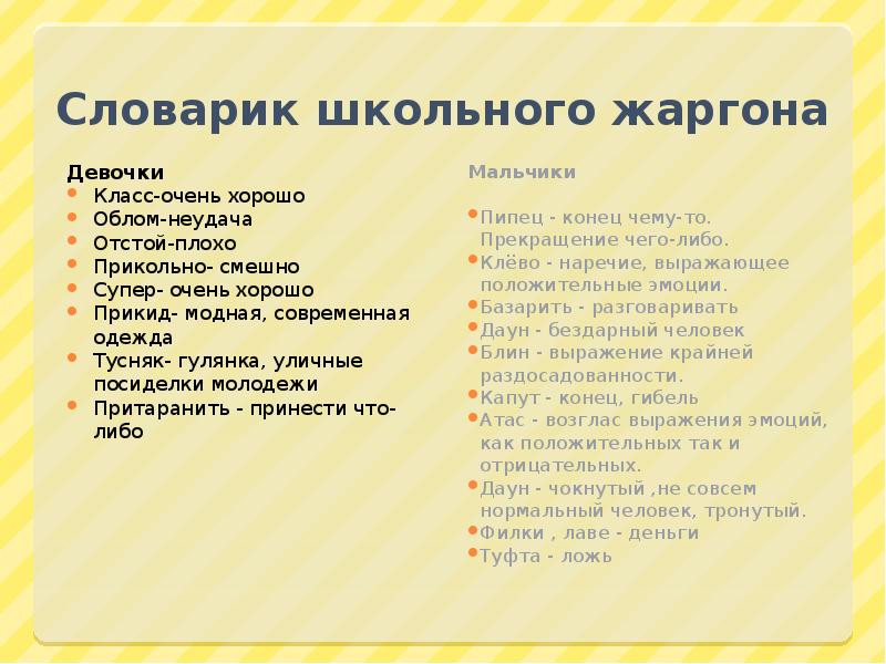 Проект жаргонизмы 6 класс