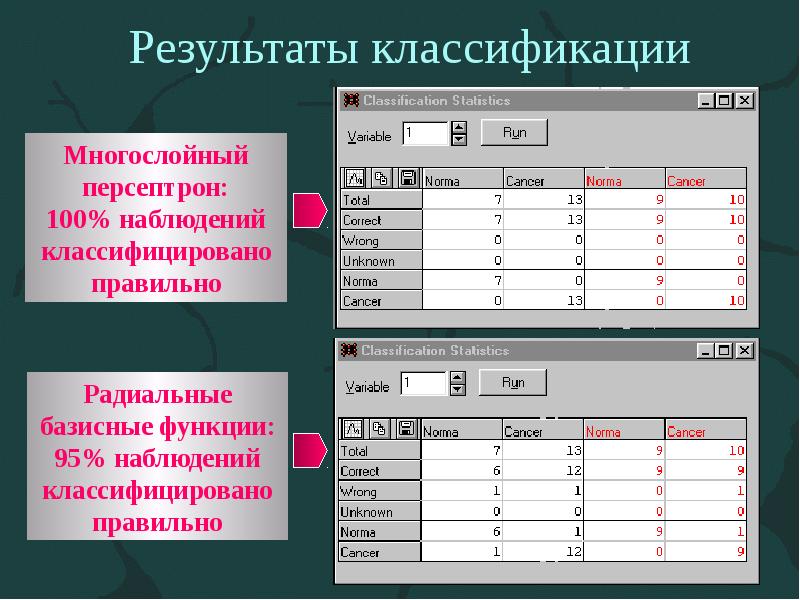 Результаты классификации Результаты классификации